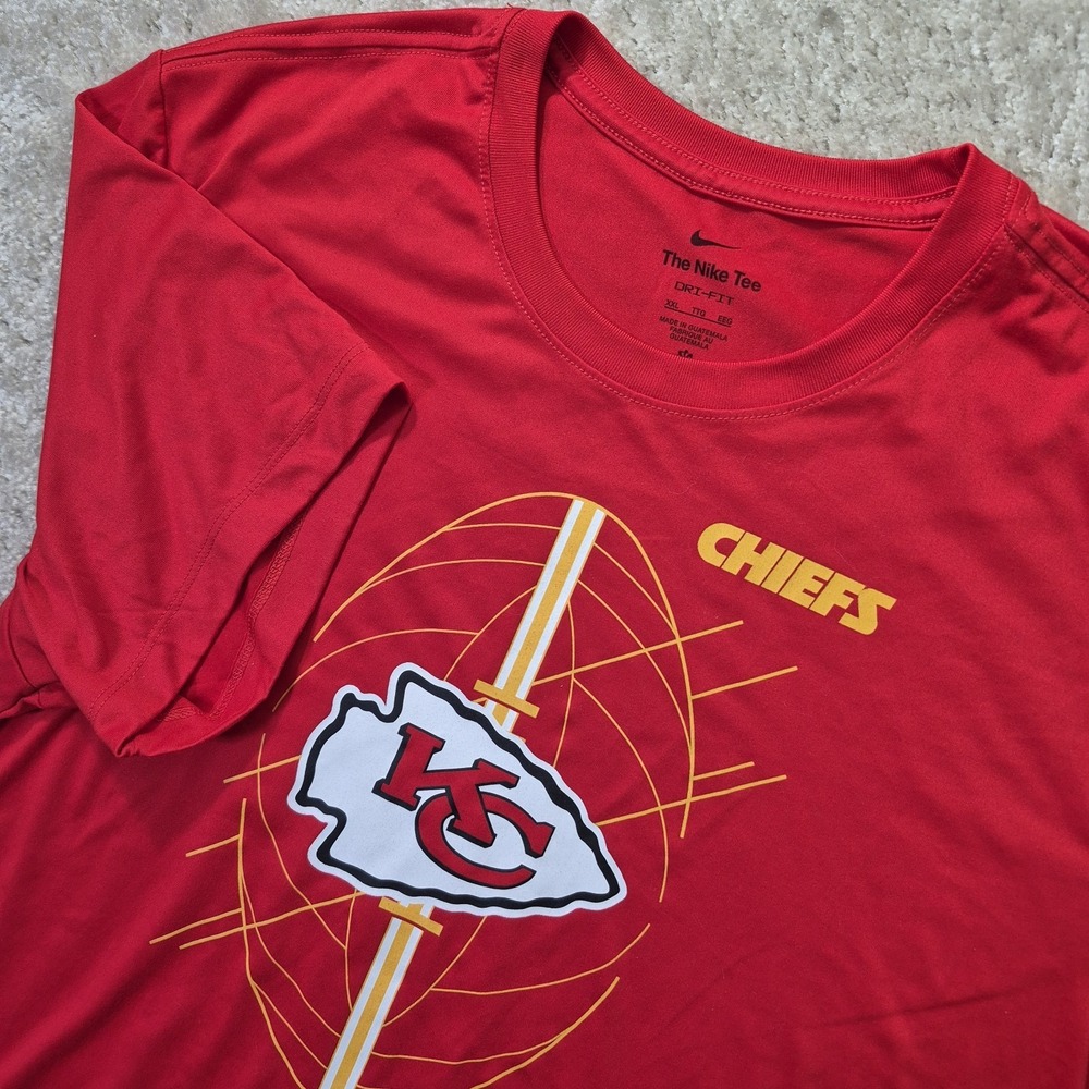 Nike Kansas City Chiefs Graphic T Shirt Mens 2XL Red Performance Gym Running NFL